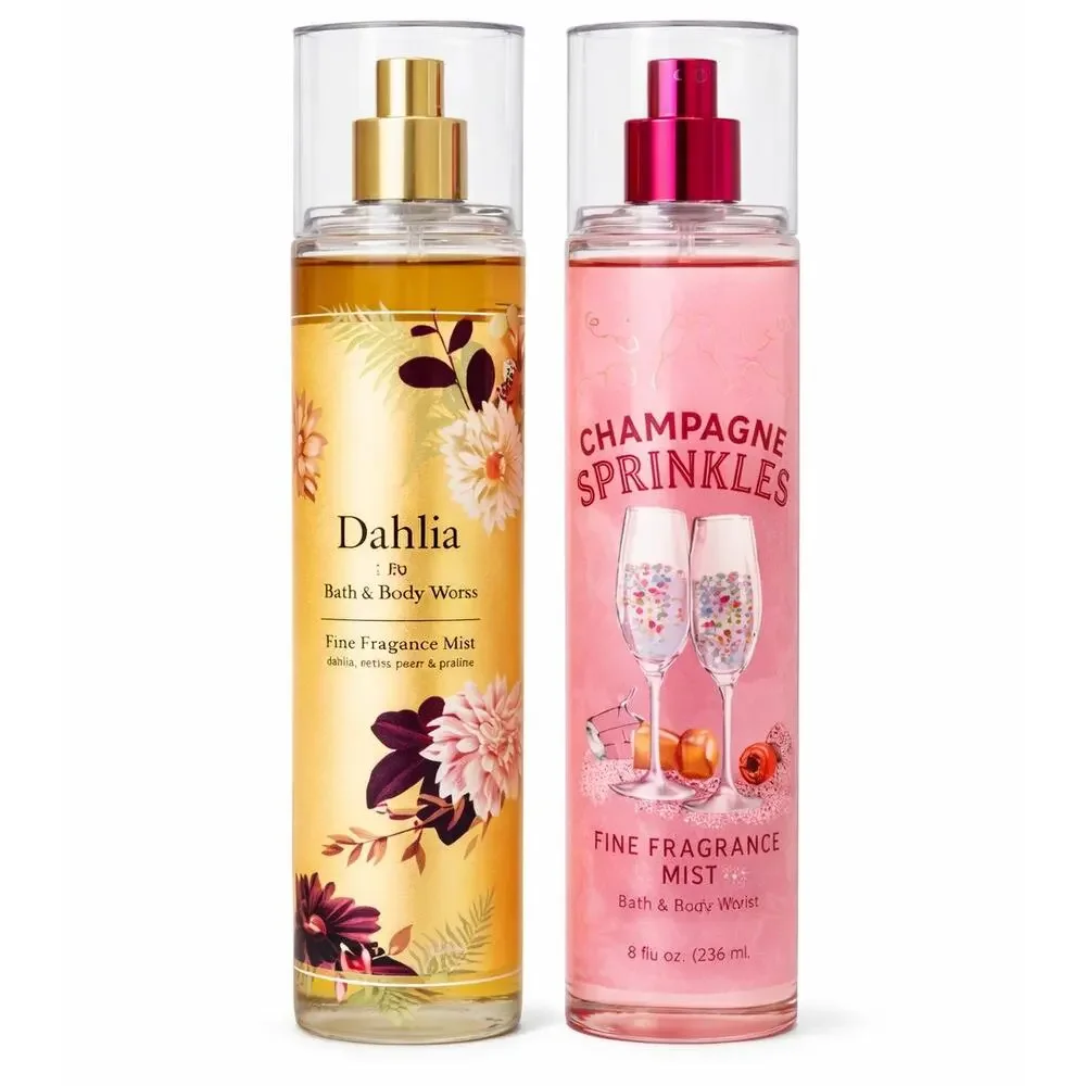 Bath & Body works Dahlia and Champagne sprinkles fine fragrance mist lot of 2